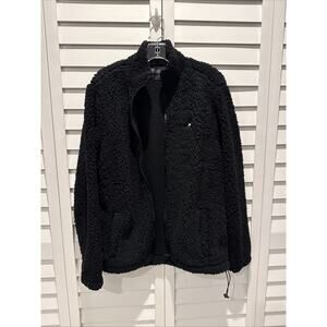Jeff Staple pigeon Black Sherpa zip Up Size M With pockets Adjustable Bottom.